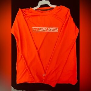 Under Armour Vibrant Orange Performance Top YXL heatgear athletic